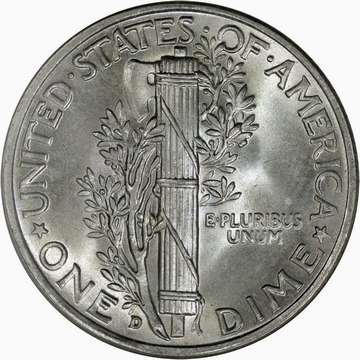 1943D Mercury Dime reverse